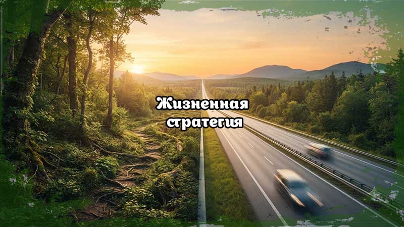 Жизненная стратегия в виде метафоры: выбор между извилистой лесной тропой (стайер) и скоростной магистралью (спринтер) на закате