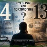 Почему люди боятся роковых чисел — иллюстрация, сравнивающая число 4 в странах Восточной Азии и число 13 в Европе с научным анализом культурных традиций и исследований.