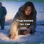 Подсказка во сне — женщина находит кошелек в снегу зимним утром, пока военный летчик удивленно наблюдает за происходящим.