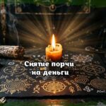 Снятие порчи на деньги с помощью зажженной восковой свечи, очищающих трав и графического ритуала контура.